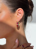 Gabrianna Hoop Earrings Gold Red