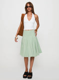 Evangaleine Pleat Midi Skirt Green White
