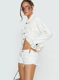Posse Distressed Micro Denim Shorts White