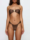 Summer Season Ruched Side Bikini Bottoms Brown