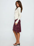 Esmeray Midi Skirt Mesh Tonal Paisley Plum