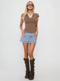 Nicolina Low Rise Denim Mini Skirt Ice Blue Wash Tall