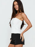 Day Glow Textured Strapless Top White