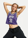 NYU Cropped Basketball Jersey Tank Violet