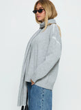 Keriana Contrast Stitch Knit Sweater Grey White