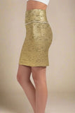 High Waist Leather Pencil Skirt Mini Length Gold Black