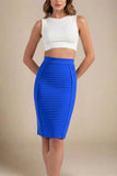 Pencil Bandage Knitted Knee Length Skirt Royal Blue