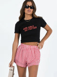 Beach House Shorts Red White Gingham