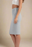 Pencil Bandage Knitted Knee Length Skirt Steel Grey