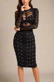Rosa Long Sleeve Bodycon Dress Classic Black Sale