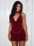 Ginah Bead Tassel Mini Skirt Red