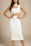 Molly Bandage Midi Dress White Pearl