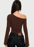 Raissa Cut Out One Shoulder Bodysuit Brown
