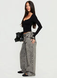 Serenitia Mid Rise Relaxed Jeans Washed Grey