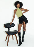The Lola Mini Skirt Contrast Stitching Black