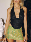Zelaia Shimmer Mini Skirt Green