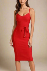 Bek Bandage Dress Lipstick Red