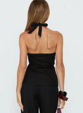 Sensational Cross Front Tie Detail Top Black