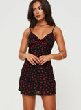 Karena Mini Dress Black Red Floral