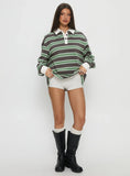 Tycen Polo Rugby Jumper Green / Grey Stripe