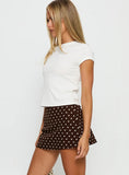 Tejano Mini Skirt Brown Polka Dot