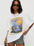Tarot Card Oversized Graphic Top White Multi