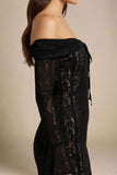 Rose Long Sleeve Bodycon Maxi Dress Classic Black