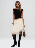 Rosemead Satin Midi Skirt Cream