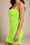 Cassie Bodycon Wrap Mini Dress Neon Green