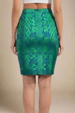 High Waist Metallic Leather Mini Skirt Emerald Green