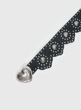 Outta Town Heart Buckle Belt Black Silver