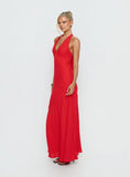 Luannie Halter Scarf Tie Maxi Dress Red