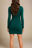 Eva Long Sleeve Bandage Mini Dress Emerald Green Sale