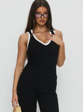 Baseline V Neck Rib Tank Top Black White