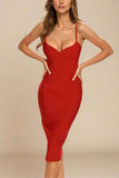 Blanche Bandage Midi Dress Lipstick Red Sale