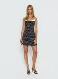 Renaissance Corset Lace Mini Dress Black / White Polka Dot