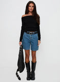 One For Me Off The Shoulder Long Sleeve Sweater Black
