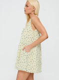 Antiquity Swing Mini Dress Yellow / Blue Floral