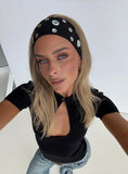 Isalyn Button Headband Black