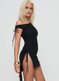Harmonie One Shoulder Mini Dress Black