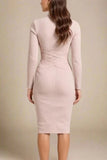 Jane Long Sleeve Bodycon Midi Dress Nude