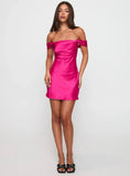 Zabbarra Off The Shoulder Mini Dress Hot Pink
