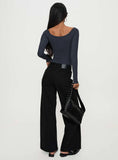 Colemane Mid Rise Wide Leg Jeans Black