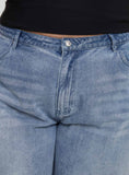 Naylor Mid Rise Wide Leg Jeans Light Wash Denim Curve
