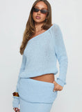 Ravira Wide Neck Knit Sweater Blue