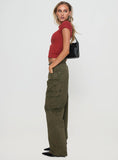 Ahstin Mid Rise Straight Leg Cargo Jeans Green
