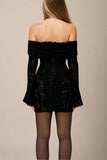 Rose Long Sleeve Bodycon Mini Dress Classic Black Sale