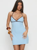 Baseline Halter Rib Mini Dress Blue Brown
