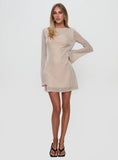 Supanova Long Sleeve Mini Dress Champagne