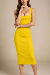 Heidi Bandage Midi Dress Sun Yellow